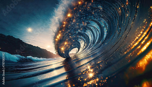 sunset over the ocean wave