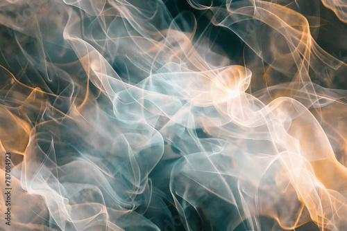 the ethereal dance of smoke, with its graceful swirls and waves illuminated in a mesmerizing play of light and shadow, showcasing an artistic interplay of form and luminance