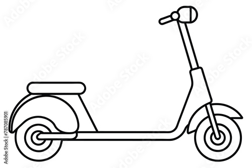 Electric scooter line art, vector illustration