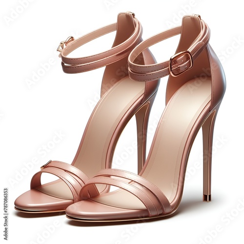 pair of female shoes,hihg hel blush,wommen high heel shoes on white background photo