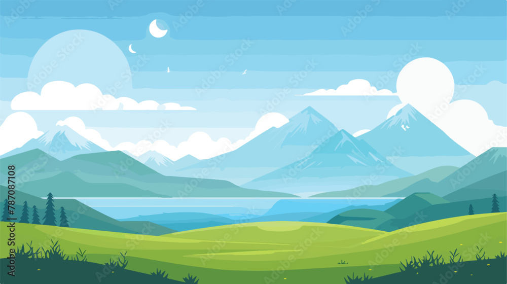 Landscape for wallpaper. Vector illustration in flat