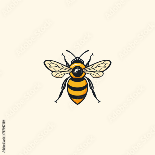 Bee logo design vector flat illustration template