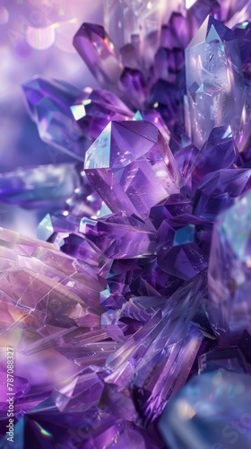 Dazzling purple crystal cluster background