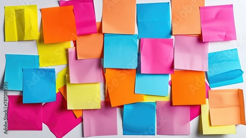 Colorful paper sticky notes on a white backdrop Picture