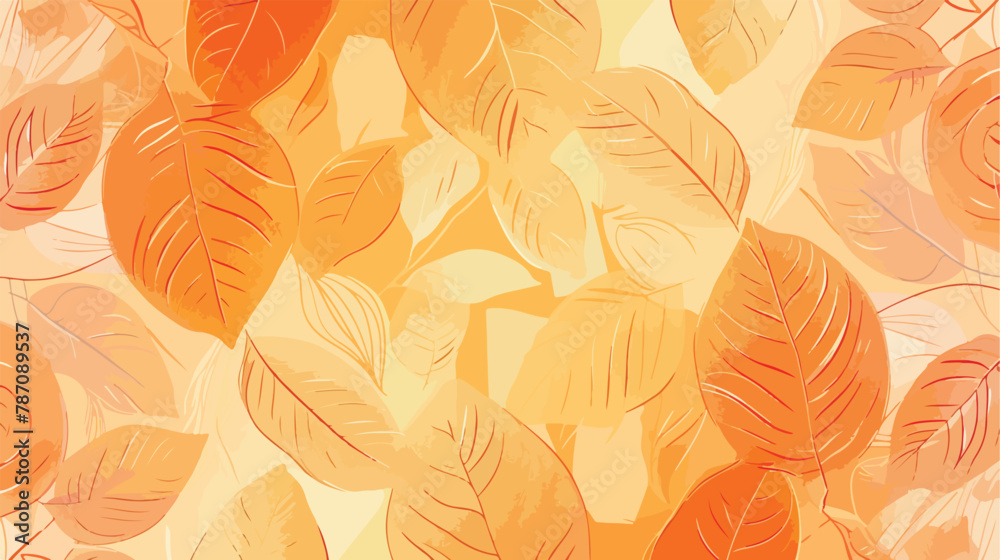 Light Orange vector doodle pattern with leaves.