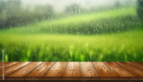 Agricultural Ambiance: Perspective View with Raindrops and Farm Produce