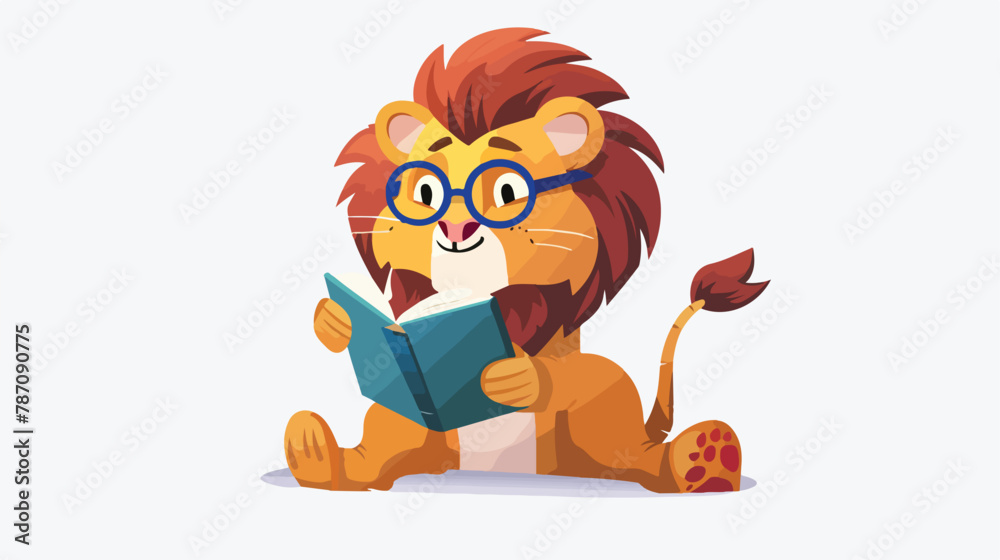 Lion vector. Scholarly Lion Wearing Glasses