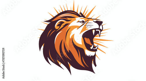 Lion Roaring Sun Background Vector Logo Design Wild 