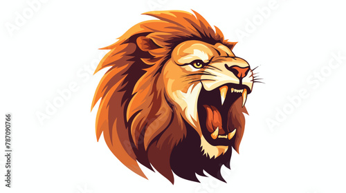 Lion Roaring Sun Background Vector Logo Design Wild 