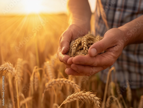 Hands Cupping Wheat in Field