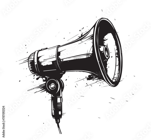 Megaphone, speaker, hand drawn style.	
