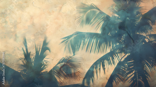textured background with shadows of palm trees