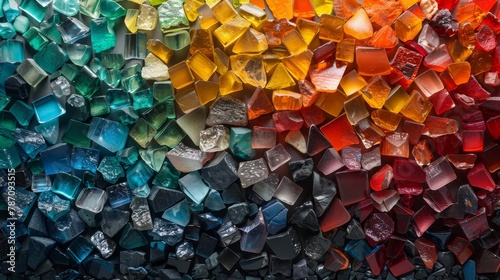 Colorful mosaic of glass chunks background photo