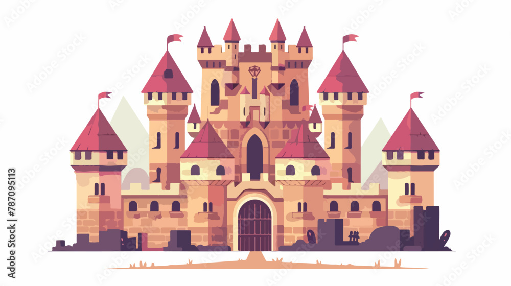 Medieval castle flat vector isolated on white background