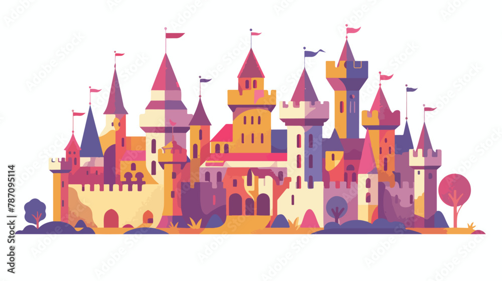 Medieval castle flat vector isolated on white background