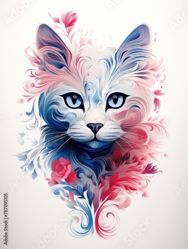 Stylized colorful illustration of a cat