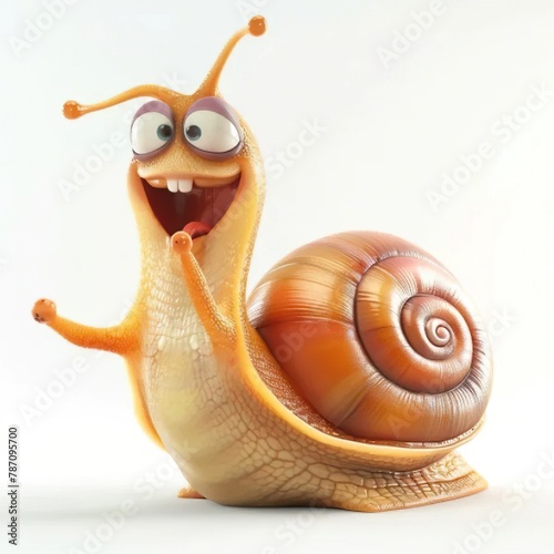 3D illustration of a snail isolated on a white background