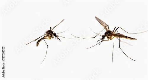 two mosquitoes isolated on white background insect © Андрей Трубицын