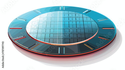 A silicon wafer with a high power transistor flat vector