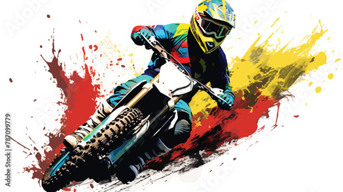 Motocross rider on his bike abstract grunge vector