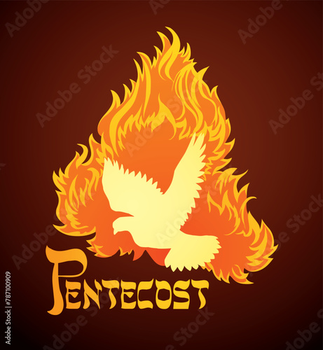 Pentecost sunday. Baptism with the Holy Spirit. Vector drawing icon