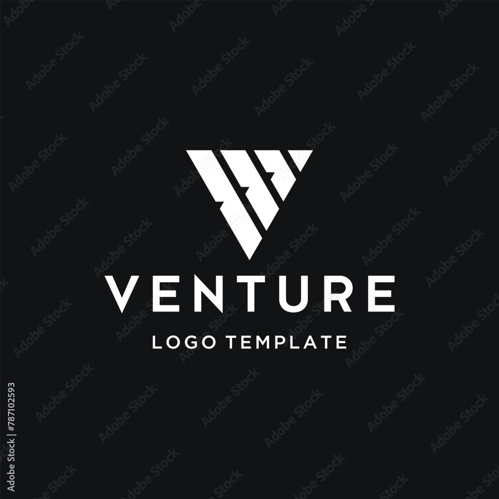 Obraz premium Initial Letter V Monogram with Simple Triangle Shape Line Art Logo Design