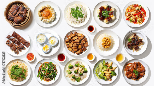 Realistic photo of asian food. Creative artistic diplay of fresh ingredients. AI Generative. 