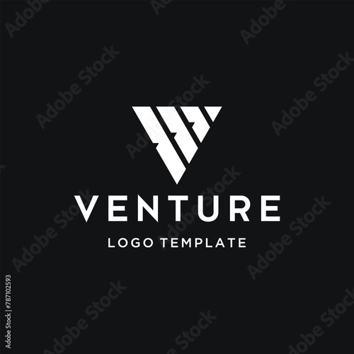 Initial Letter V Monogram with Simple Triangle Shape Line Art Logo Design