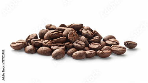 Realistic photo of coffee beans. Creative artistic diplay of fresh ingredients. AI Generative. 