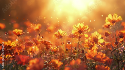 Sunlit Field of Yellow Flowers