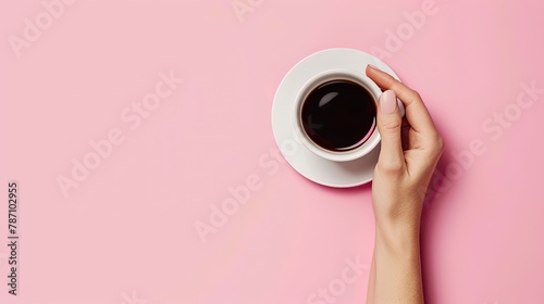 Cup of tea isolated on pink background