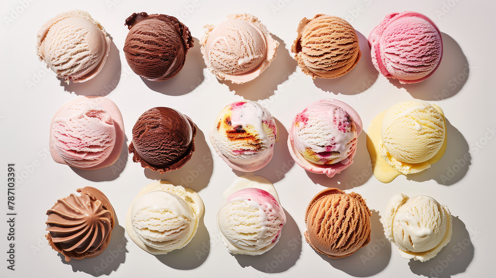 Realistic photo of ice cream. Creative artistic diplay of fresh ingredients. AI Generative sweets. 
