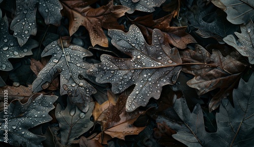 Leaves Covered in Water Droplets