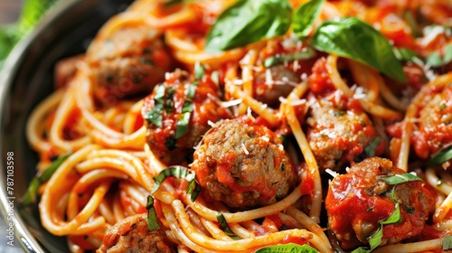 Meat and tomato spaghetti dish