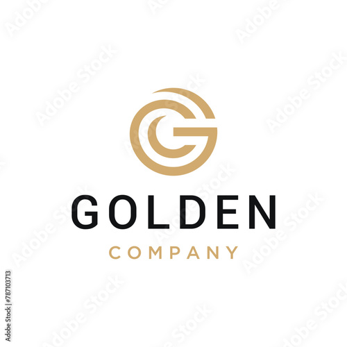 Golden Initial Letter GC C G CG with Luxury Elegant Circular Circle Shape Line Art Logo Design