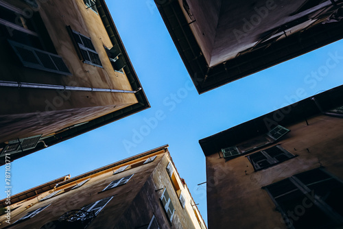 Nice, France - 12 November 2023: Houses and streets in the old part of Nice