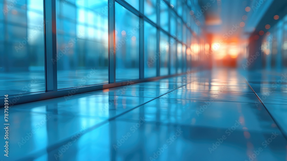 Blurred Glass Wall of Modern Business Office