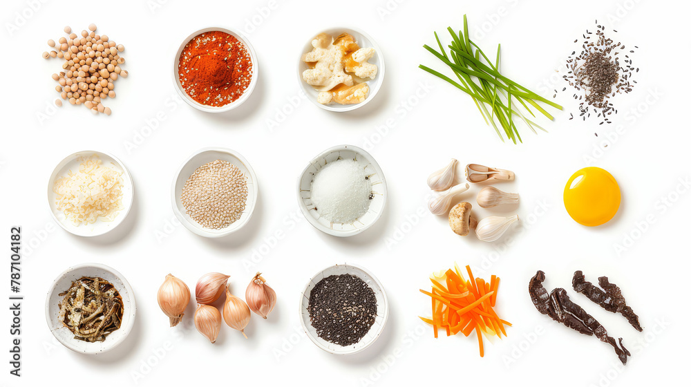 Realistic photo of food. Creative artistic diplay of fresh ingredients. AI Generative spice. 