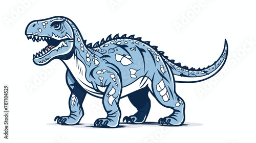 One blue animal dinosaur tyrannosaurus in doodle style