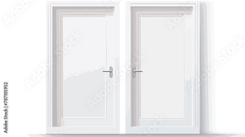 Open white door on a white background flat vector isolated