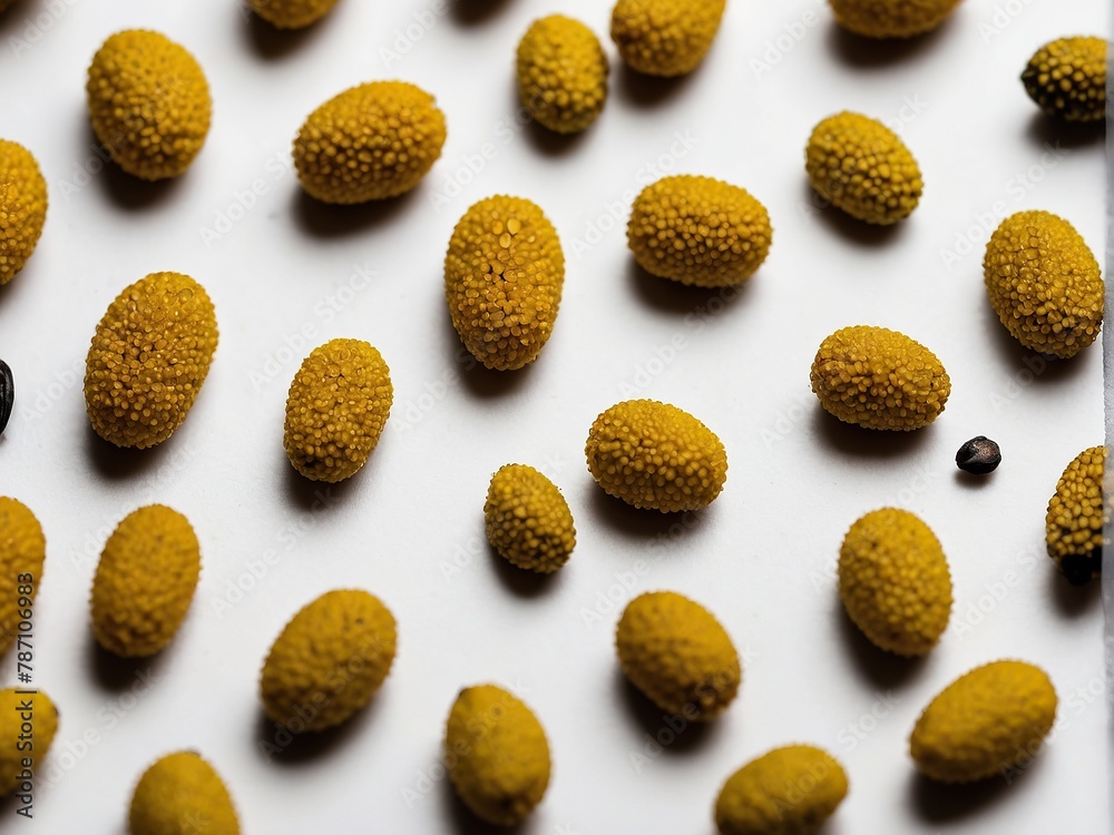 Mustard seeds (black) on a black background.