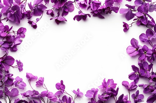 Bunch of Purple Flowers on White Background © yganko