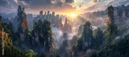 landscape from the height of a cliff into the mountains