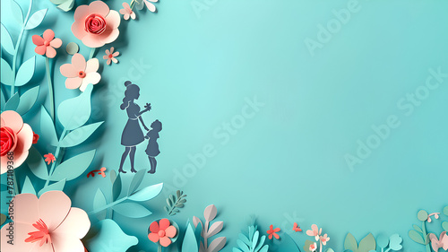 Paper cut Mother's day banner poster card with copy space