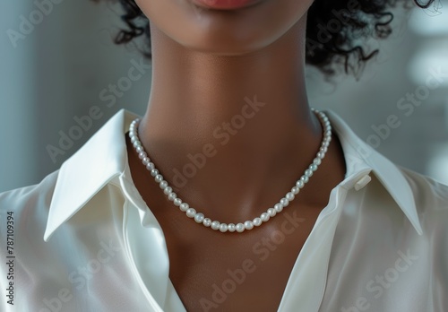 Woman Wearing a Necklace Close Up