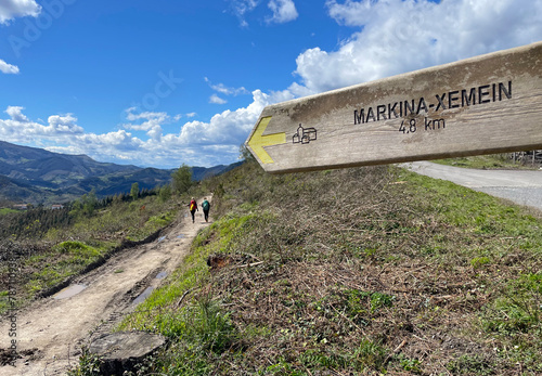 Road sign to Markina-Xemein on the Camino del Norte in Northern Spain