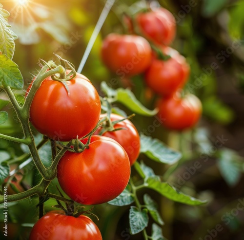 Clusters of Tomatoes Hanging From Tree Branches