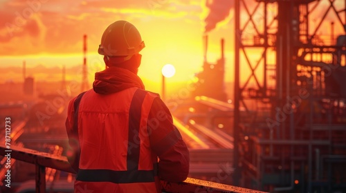 workers construction industry at sunset