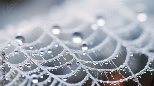 Morning dew droplets on a spider web 