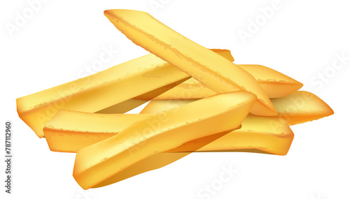 French fries. Realistic salty fried potato sticks